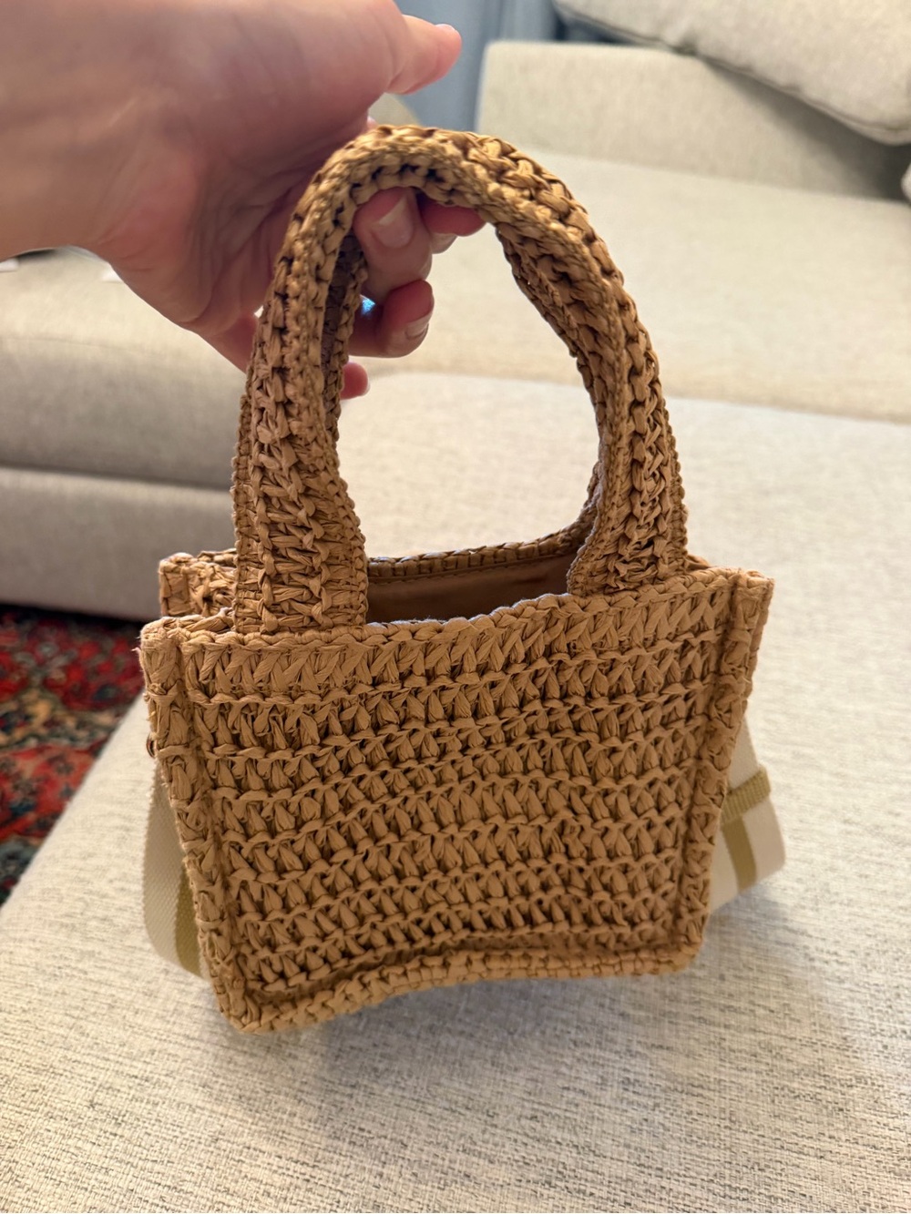 H&M Woven Mini Tote in Tan